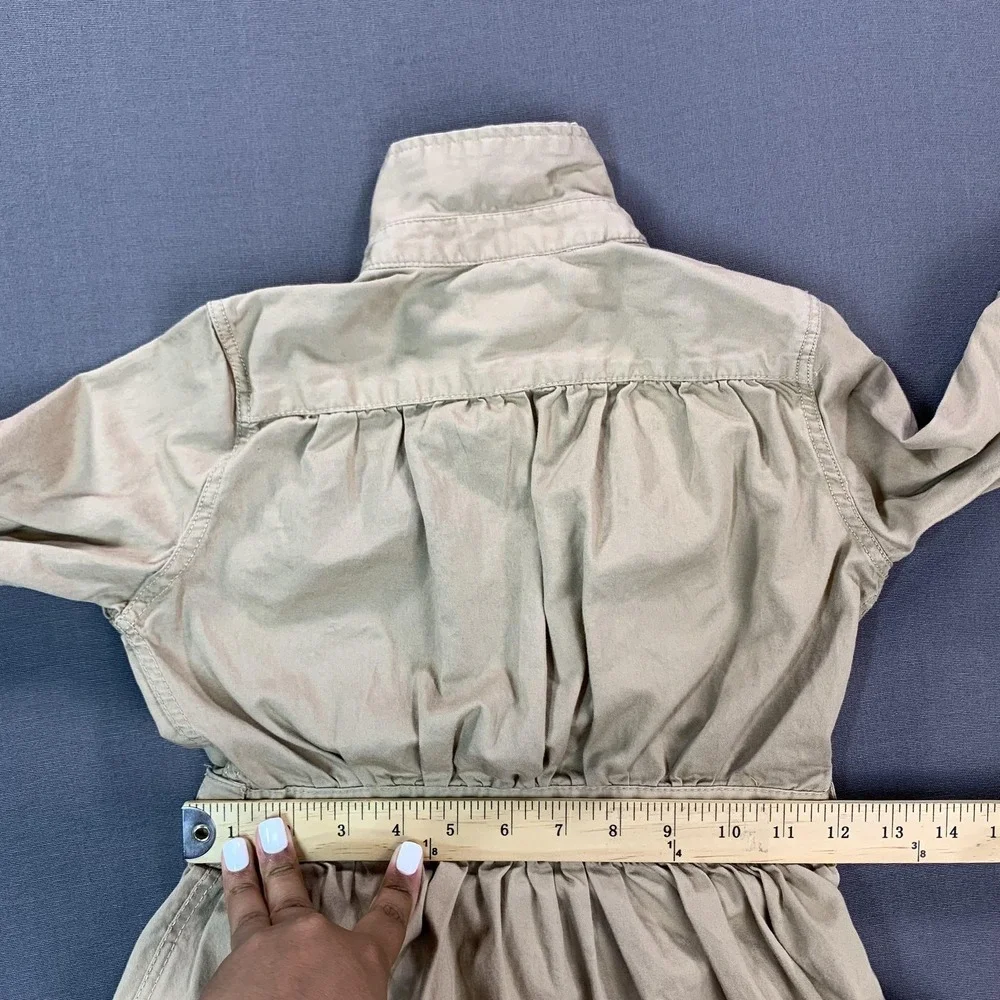 Ralph Lauren Shirt Dress Girls 6 Beige Twill Long Sleeve Button Front‎ Casual